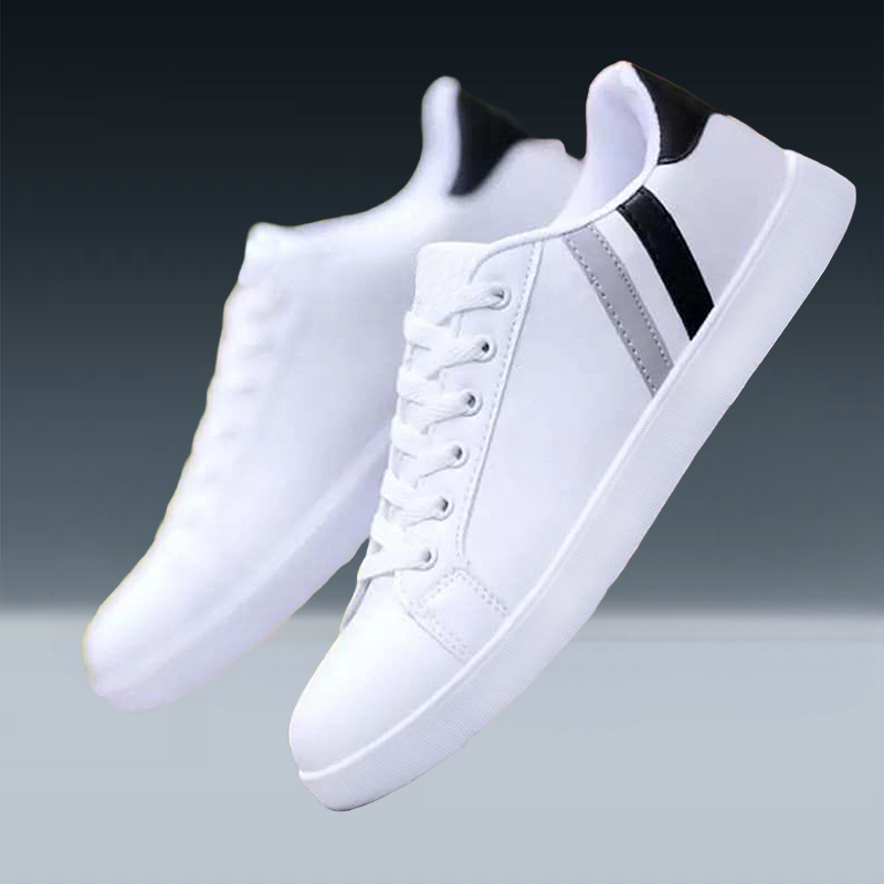 Classic White Sneakers with Dual Stripe Design